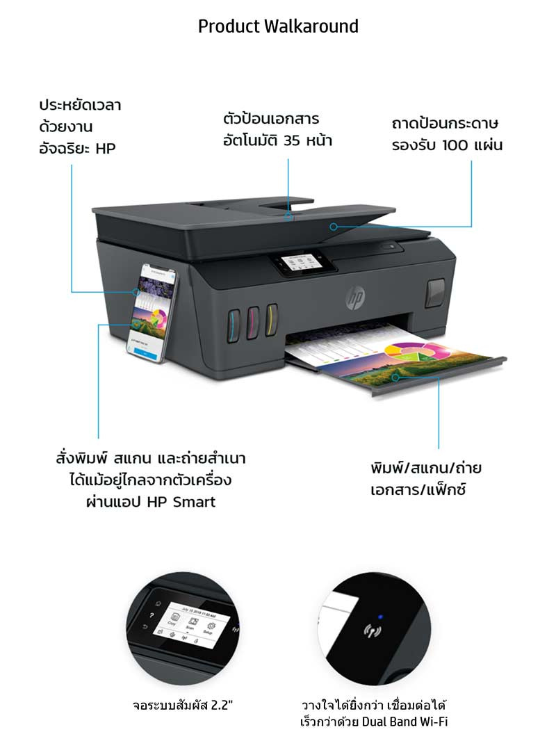 HP เครื่องพิมพ์ Ink Tank 615