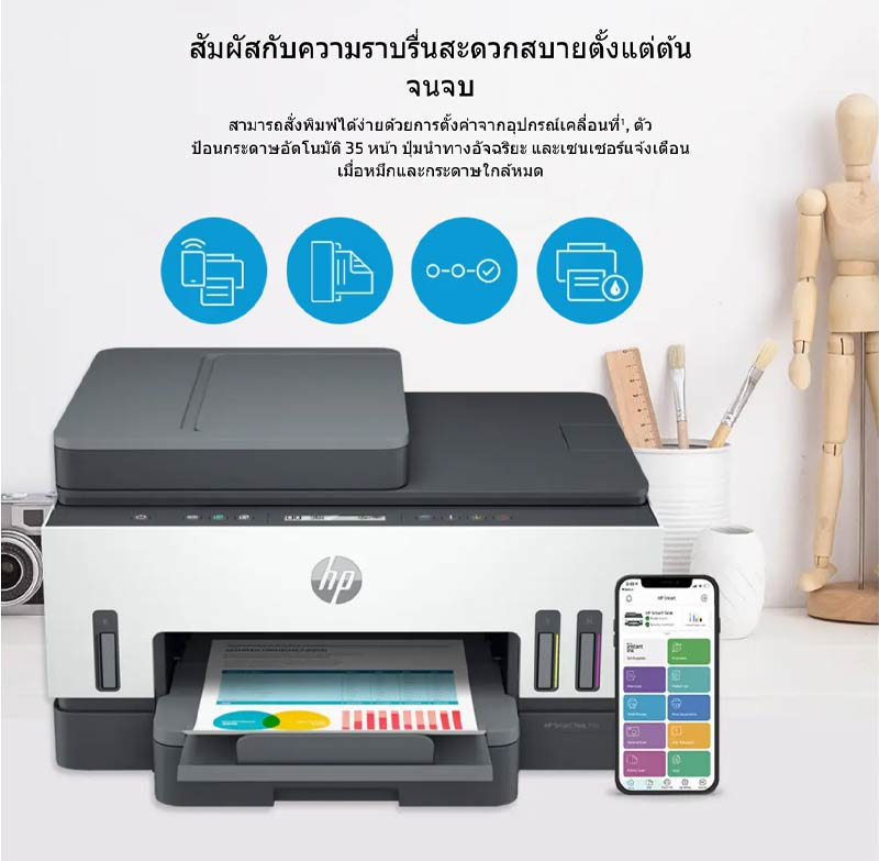 HP เครื่องพิมพ์ Smart Tank 750 All in One