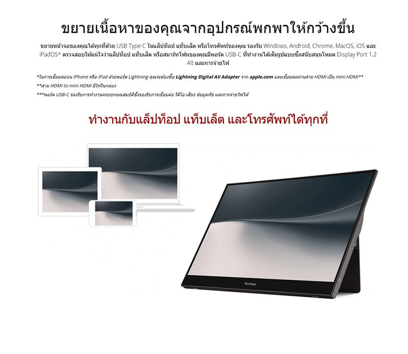 VIEWSONIC จอคอมพิวเตอร์พกพา 15.6 นิ้ว รุ่น TD1655