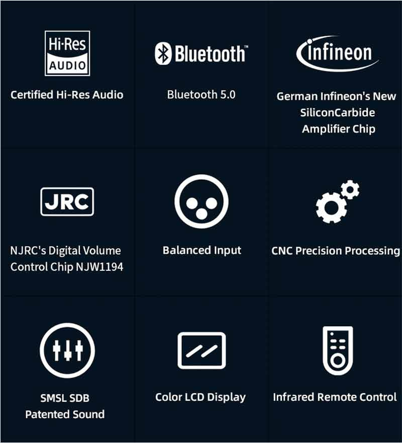 SMSL แอมป์ตั้งโต๊ะระดับ Hi-Res รองรับ Bluetooth5.0 รุ่น DA-9 