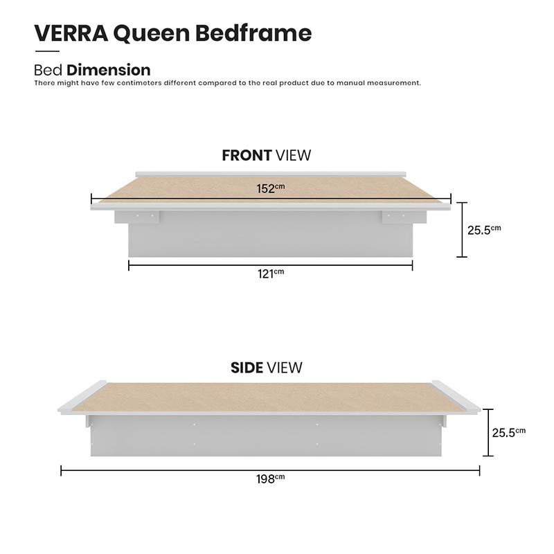 ESPACIO VERA เตียงไม้ เตียงควีนไซส์ 5 ฟุต สีขาว ไม่มีหัวเตียง