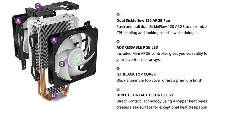 Cooler Master อุปกรณ์ระบายความร้อน CPU Hyper 212 LED Turbo ARGB