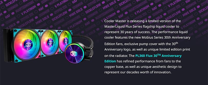 Cooler Master อุปกรณ์ระบายความร้อน CPU ด้วยของเหลว MasterLiquid PL360 Flux 30th Anniversary Edition