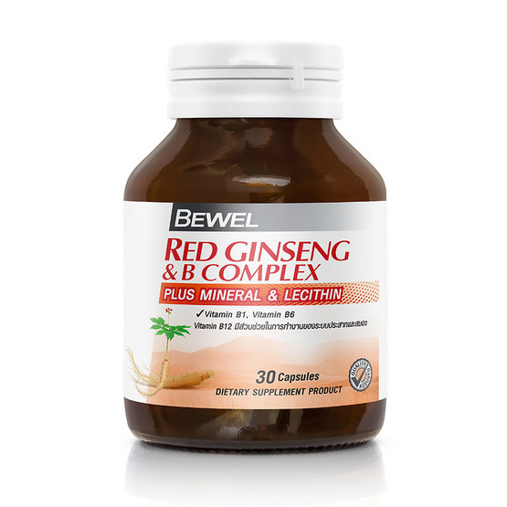 BEWEL RED GINSENG & B COMPLEX 30 CAPS. (บีเวล เรด จินเส็ง แอนด์ บี คอมเพล็กซ์ พลัส มิเนอรัล แอนด์ เลซิติน บรรจุ 30 เม็ด)