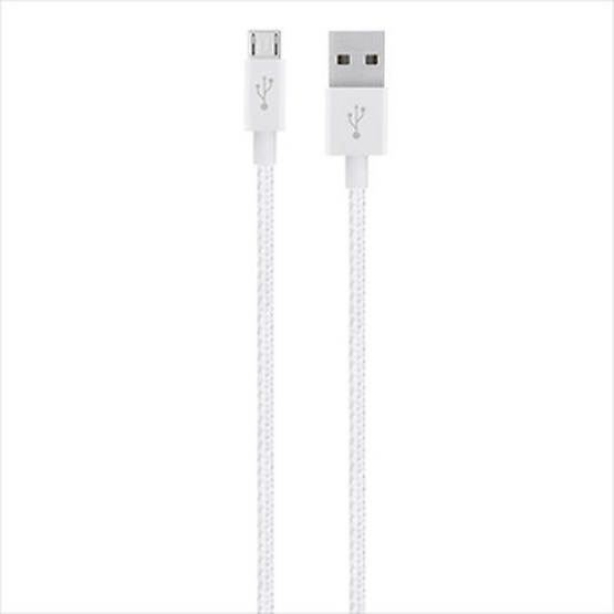 Belkin สาย Cable รุ่น Metallic Micro-USB Sync and Charge Braided Cable 1.2 Meter White Belkin สาย Cable รุ่น Metallic Micro-USB Sync and Charge Braided Cable 1.2 Meter White