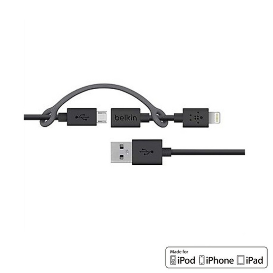 Belkin สาย Cable รุ่น Micro USB-B to Lightning Adapter Sync and Charge Cable 0.9 Meter Black Belkin สาย Cable รุ่น Micro USB-B to Lightning Adapter Sync and Charge Cable 0.9 Meter Black