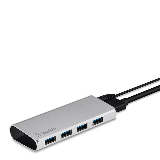 Belkin รุ่น F4U073qe USB 3.0 4-Port Hub Aluminium Belkin รุ่น F4U073qe USB 3.0 4-Port Hub Aluminium