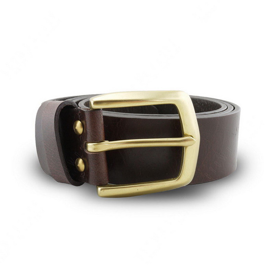 Brown Stone เข็มขัดหนังแท้รุ่น  Milano Dark Brown Belt Solid Brass Arrow Buckle image