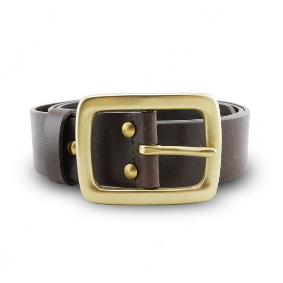Brown Stone เข็มขัดหนังแท้รุ่น Milano Dark Brown Belt Solid Brass Rectangle Buckle Brown Stone เข็มขัดหนังแท้รุ่น Milano Dark Brown Belt Solid Brass Rectangle Buckle