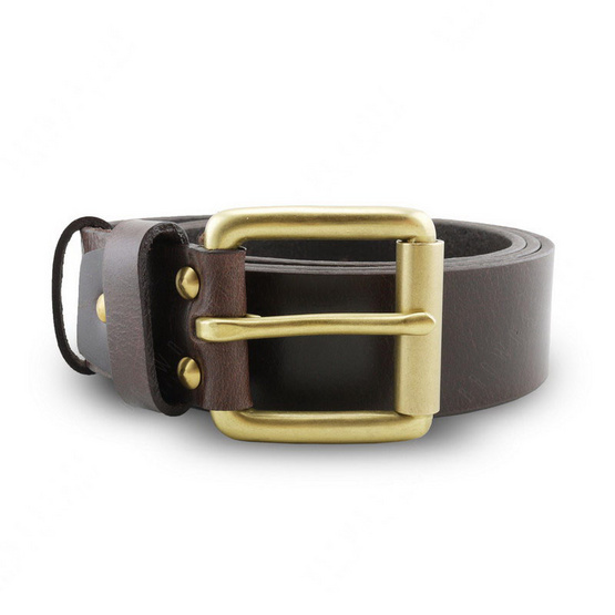 Brown Stone เข็มขัดหนังแท้รุ่น  Milano Dark Brown Belt Solid Brass Roller Buckle