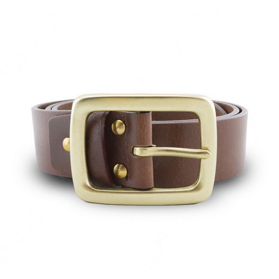 Brown Stone เข็มขัดหนังแท้รุ่น Milano Tan Belt Solid Brass Rectangle Buckle Brown Stone เข็มขัดหนังแท้รุ่น Milano Tan Belt Solid Brass Rectangle Buckle