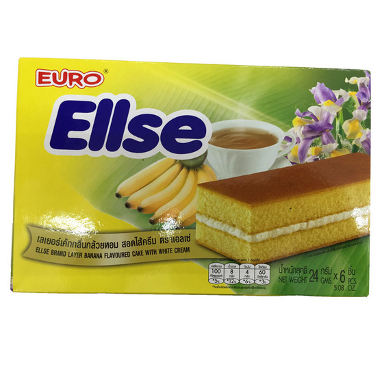 Ellse เอลเซ่ เลเยอร์เค้ก กลิ่นกล้วยหอม สอดไส้ครีม ขนาด 24 g. (12 ชิ้น) Ellse เอลเซ่ เลเยอร์เค้ก กลิ่นกล้วยหอม สอดไส้ครีม ขนาด 24 g. (12 ชิ้น)