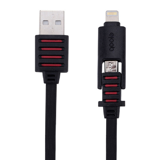 Eloop สายชาร์จ USB 2 in 1 สีดำ ความยาว 1 เมตร รองรับพอร์ต Micro USB และ Lightning ในสายเดียว Eloop สายชาร์จ USB 2 in 1 สีดำ ความยาว 1 เมตร รองรับพอร์ต Micro USB และ Lightning ในสายเดียว