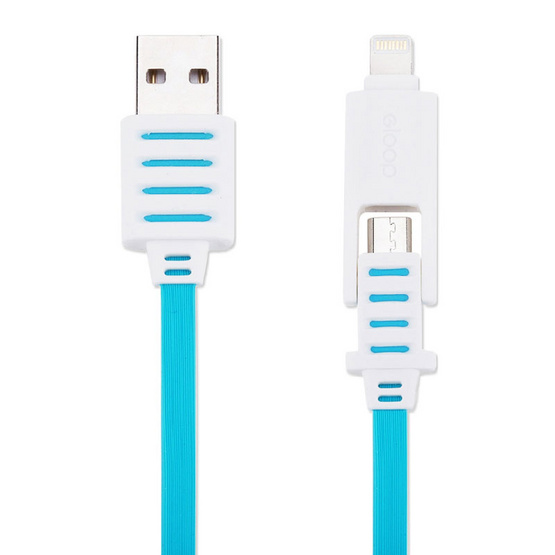 Eloop สายชาร์จ USB 2 in 1 สีฟ้า ความยาว 1 เมตร รองรับพอร์ต Micro USB และ Lightning ในสายเดียว Eloop สายชาร์จ USB 2 in 1 สีฟ้า ความยาว 1 เมตร รองรับพอร์ต Micro USB และ Lightning ในสายเดียว