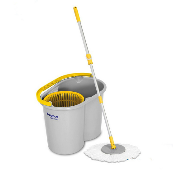 FAMILY BALANCE SPIN MOP ชุดม็อบถูพื้น รุ่น BM-01S (มือกด) สีเทา FAMILY BALANCE SPIN MOP ชุดม็อบถูพื้น รุ่น BM-01S (มือกด) สีเทา