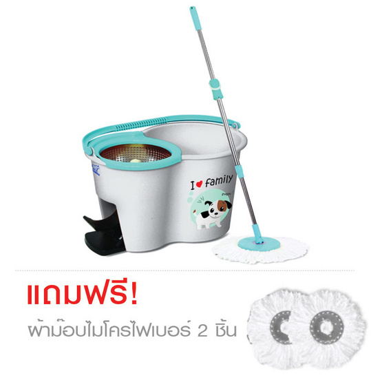 FAMILY HYBRID MOP ชุดม็อบถูพื้น รุ่น FM-02H (มีที่เหยียบ) ลายDOGGY สีน้ำเงิน แถมฟรี ผ้าม๊อบ 2 ชิ้น FAMILY HYBRID MOP ชุดม็อบถูพื้น รุ่น FM-02H (มีที่เหยียบ) ลายDOGGY สีน้ำเงิน แถมฟรี ผ้าม๊อบ 2 ชิ้น