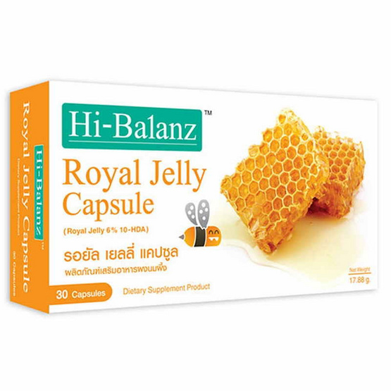 Hi-Balanz Royal Jelly สารสกัดเข้มข้นจากนมผึ้ง ช่วยบำรุงผิวให้สดชื่น บรรจุ 30 แคปซูล Hi-Balanz Royal Jelly สารสกัดเข้มข้นจากนมผึ้ง ช่วยบำรุงผิวให้สดชื่น บรรจุ 30 แคปซูล