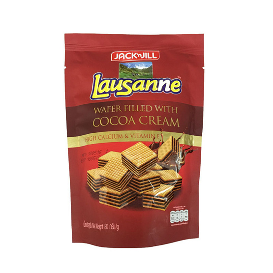 Lausanne โลซาน เวเฟอร์ สอดไส้ครีม รสโกโก้ ขนาด 80 g. (6 ชิ้น) Lausanne โลซาน เวเฟอร์ สอดไส้ครีม รสโกโก้ ขนาด 80 g. (6 ชิ้น)