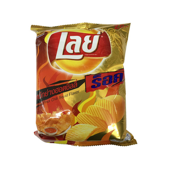 Lays เลย์ ร็อค มันฝรั่งแท้ทอดกรอบ แผ่นหยัก รสหมึกย่างฮอตชิลลี่ ขนาด 52 g. (48 ชิ้น) Lays เลย์ ร็อค มันฝรั่งแท้ทอดกรอบ แผ่นหยัก รสหมึกย่างฮอตชิลลี่ ขนาด 52 g. (48 ชิ้น)