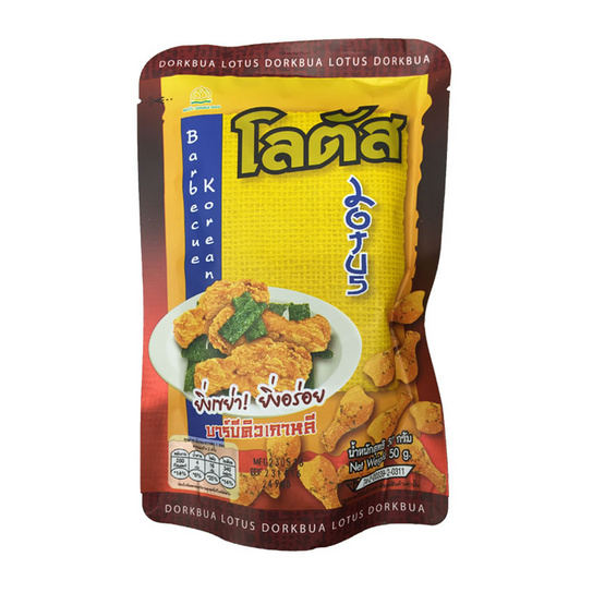Lotus โลตัส ขนมน่องไก่อบกรอบ รสบาร์บีคิวเกาหลี ผสมสาหร่าย ขนาด 50 g. (12 ชิ้น) Lotus โลตัส ขนมน่องไก่อบกรอบ รสบาร์บีคิวเกาหลี ผสมสาหร่าย ขนาด 50 g. (12 ชิ้น)
