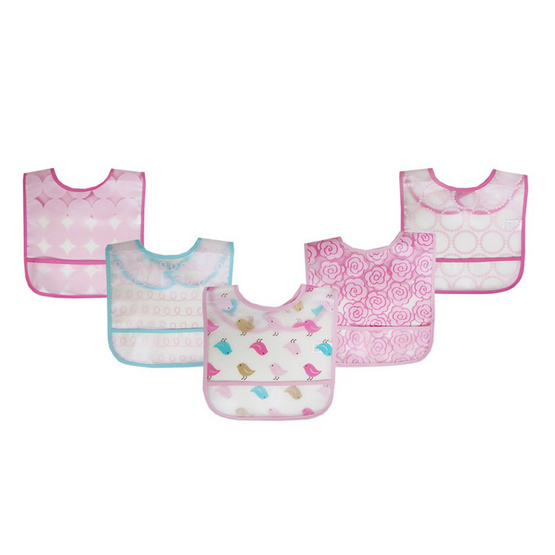 Luvable Friends ผ้ากันเปื้อนพลาสติกแพ็ค 5 ผืน ลายนก สี ชมพู Luvable Friends ผ้ากันเปื้อนพลาสติกแพ็ค 5 ผืน ลายนก สี ชมพู