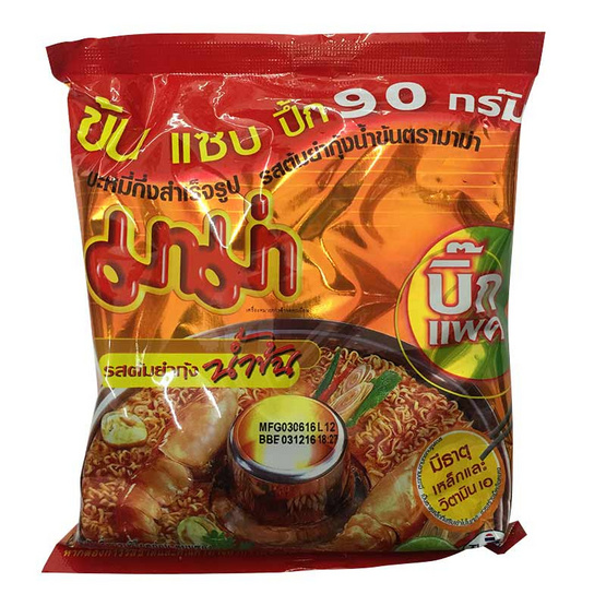 Mama มาม่า บิ๊กแพ็ค บะหมี่กึ่งสำเร็จรูป รสต้มยำกุ้งน้ำข้น (ซอง) ขนาด 90 g. (24 ชิ้น) Mama มาม่า บิ๊กแพ็ค บะหมี่กึ่งสำเร็จรูป รสต้มยำกุ้งน้ำข้น (ซอง) ขนาด 90 g. (24 ชิ้น)