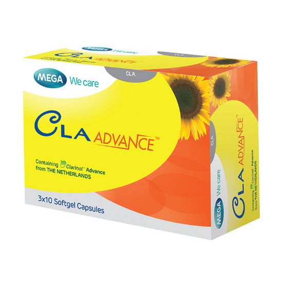 Mega We Care CLA ADVANCE ผลิตภัณฑ์เสริมอาหารดูแลและควบคุมน้ำหนัก บรรจุ 30 แคปซูล Mega We Care CLA ADVANCE ผลิตภัณฑ์เสริมอาหารดูแลและควบคุมน้ำหนัก บรรจุ 30 แคปซูล