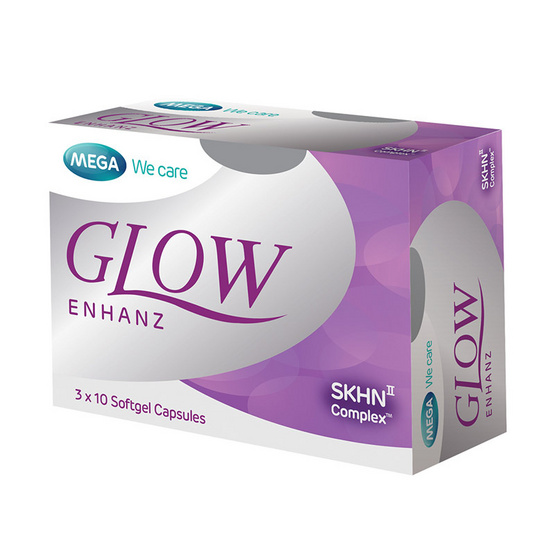 Mega We Care GLOW ENHANZ โกล์ว เอ็นฮานซ์ ผลิตภัณฑ์เสริมอาหารดูแลผิว บรรจุ 30 แคปซูล Mega We Care GLOW ENHANZ โกล์ว เอ็นฮานซ์ ผลิตภัณฑ์เสริมอาหารดูแลผิว บรรจุ 30 แคปซูล