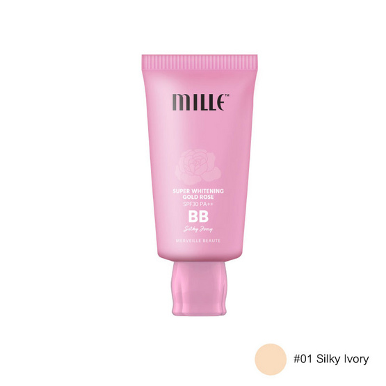 Mille Super Whitening gold rose BB cream SPF30 PA++ 30G. #1 Silky Ivory Mille Super Whitening gold rose BB cream SPF30 PA++ 30G. #1 Silky Ivory