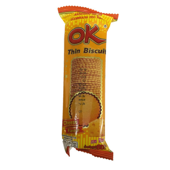 Ok ตราโอเค บิสกิต รสชีส แผ่นบาง ขนาด 60 g. (12 g.) Ok ตราโอเค บิสกิต รสชีส แผ่นบาง ขนาด 60 g. (12 g.)