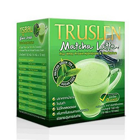 TRUSLEN Matcha Latte ทรูสเลน ชาเขียวมัทชะ ลาเต้ ชาเขียวมัทชะสำเร็จรูปชนิดผง 3 in 1 บรรจุ 10 ซอง 1 กล่อง TRUSLEN Matcha Latte ทรูสเลน ชาเขียวมัทชะ ลาเต้ ชาเขียวมัทชะสำเร็จรูปชนิดผง 3 in 1 บรรจุ 10 ซอง 1 กล่อง
