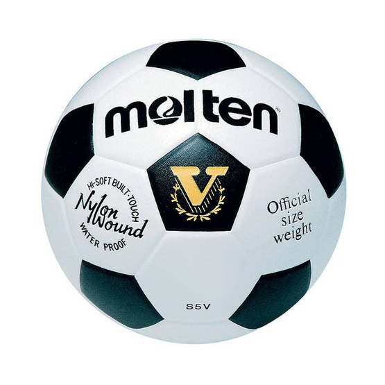 Thai Sports ฟุตบอล Molten หนังพีวีซี (PVC) หนังอัด ขนาดและน้ำหนักมาตรฐาน เบอร์ 5 สีขาว/ดำ รหัสสินค้า B2AS5V