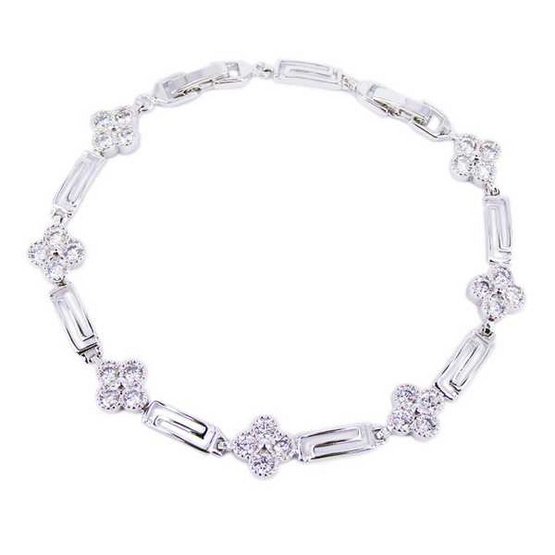 Tips Gallery สร้อยข้อมือเพชรรัสเซีย 2.8 กะรัต หุ้มทองคำขาวแท้ 18 K เงิน 925 รุ่น Le M?di?val Floral Greek Design TES059 Tips Gallery สร้อยข้อมือเพชรรัสเซีย 2.8 กะรัต หุ้มทองคำขาวแท้ 18 K เงิน 925 รุ่น Le M?di?val Floral Greek Design TES059