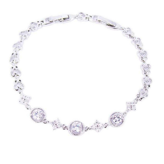 Tips Gallery สร้อยข้อมือเพชรรัสเซีย 3.25 กะรัต หุ้มทองคำขาวแท้ 18 K เงิน 925 รุ่น Le M?di?val Floral Design TES062 Tips Gallery สร้อยข้อมือเพชรรัสเซีย 3.25 กะรัต หุ้มทองคำขาวแท้ 18 K เงิน 925 รุ่น Le M?di?val Floral Design TES062