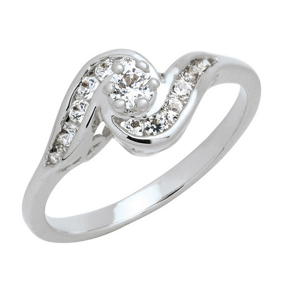 Trendy Diamond แหวนก้นหอย หุ้มทองคำขาว Trendy Diamond แหวนก้นหอย หุ้มทองคำขาว