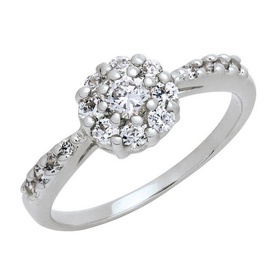 Trendy Diamond แหวน Lotus หุ้มทองคำขาว Trendy Diamond แหวน Lotus หุ้มทองคำขาว