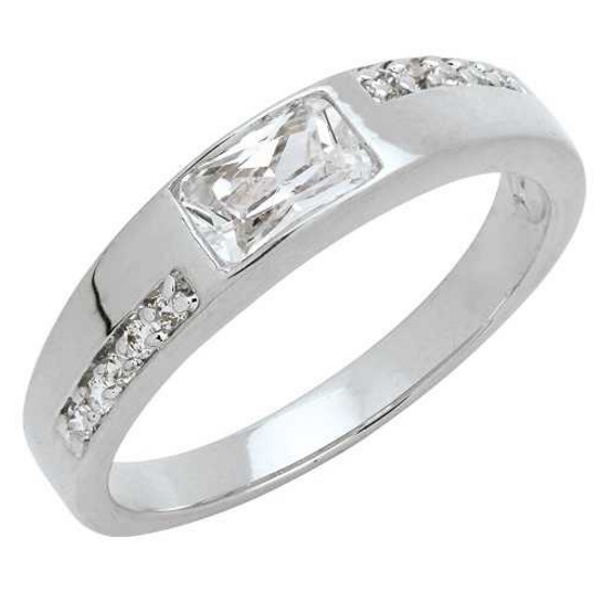 Trendy Diamond แหวน Square Cut หุ้มทองคำขาว ไซส์ 54 Trendy Diamond แหวน Square Cut หุ้มทองคำขาว ไซส์ 54