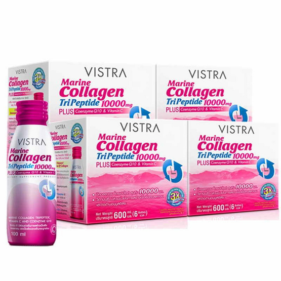 VISTRA Marine Collagen Tripeptide 10000mg พร้อมดื่ม 4 แพ็ค 24 ขวด VISTRA Marine Collagen Tripeptide 10000mg พร้อมดื่ม 4 แพ็ค 24 ขวด