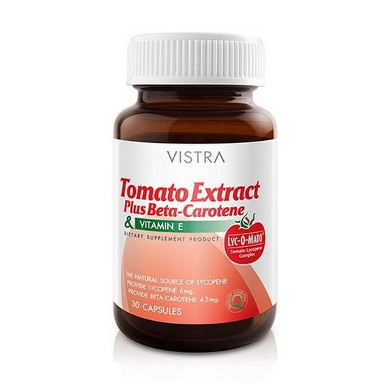 VISTRA Tomato Extract Plus Beta-Carotene สารสกัดจากมะเขือเทศ ผสม เบต้า-แคโรทีน และวิตามินอี บรรจุ 30 แคปซูล VISTRA Tomato Extract Plus Beta-Carotene สารสกัดจากมะเขือเทศ ผสม เบต้า-แคโรทีน และวิตามินอี บรรจุ 30 แคปซูล