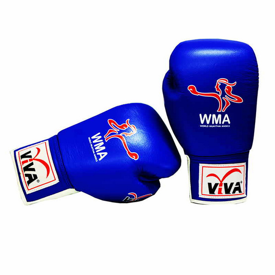 VIVA นวมมวยหนังแท้ ชนิดผูกเชือก (WMA) 6 OZ. สีน้ำเงิน