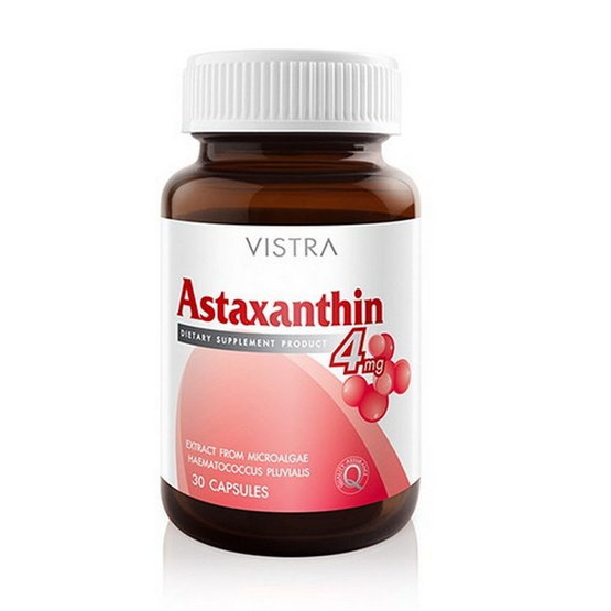 Vistra Astaxanthin Plus Vitamin E แอสตาแซนธิน 4 มก. บรรจุ 30 แคปซูล Vistra Astaxanthin Plus Vitamin E แอสตาแซนธิน 4 มก. บรรจุ 30 แคปซูล