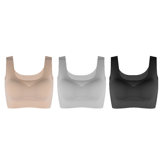Wolfox Seamless Bra เสื้อชั้นในไร้รอยต่อ เซ็ต 3 ชิ้น Size XL สีเนื้อ สีดำ สีเทา