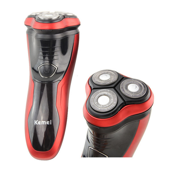 เครื่องโกนหนวด 3D ใบมีดคู่ 3 หัดตัด Kemei รุ่น KM-9013 สีแดง เครื่องโกนหนวด 3D ใบมีดคู่ 3 หัดตัด Kemei รุ่น KM-9013 สีแดง