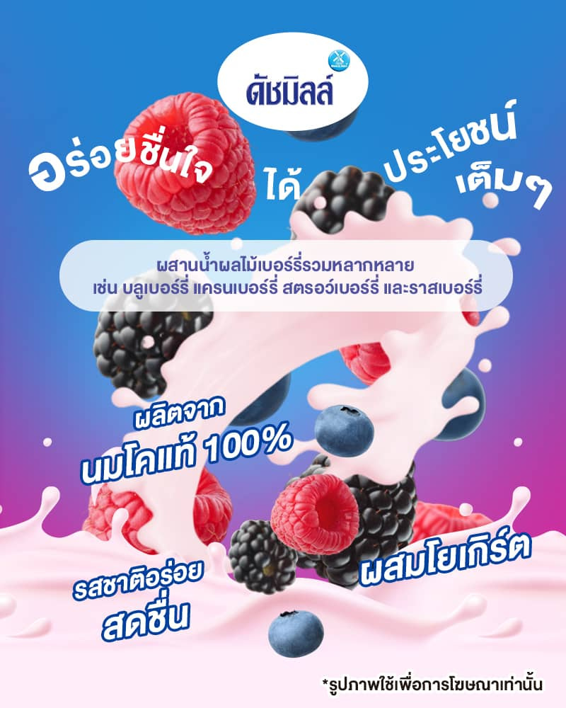 ดัชมิลล์ นมเปรี้ยวยูเอชที รสมิกซ์เบอรี่ 165มล. (ยกลัง 48 กล่อง)