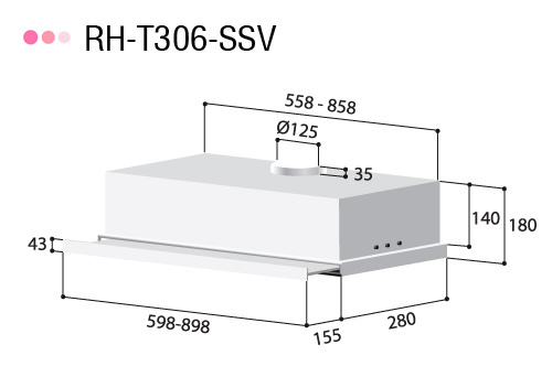 RINNAI เครื่องดูดควัน ทำงานแบบหมุนเวียน รุ่น RH-T306-SSV