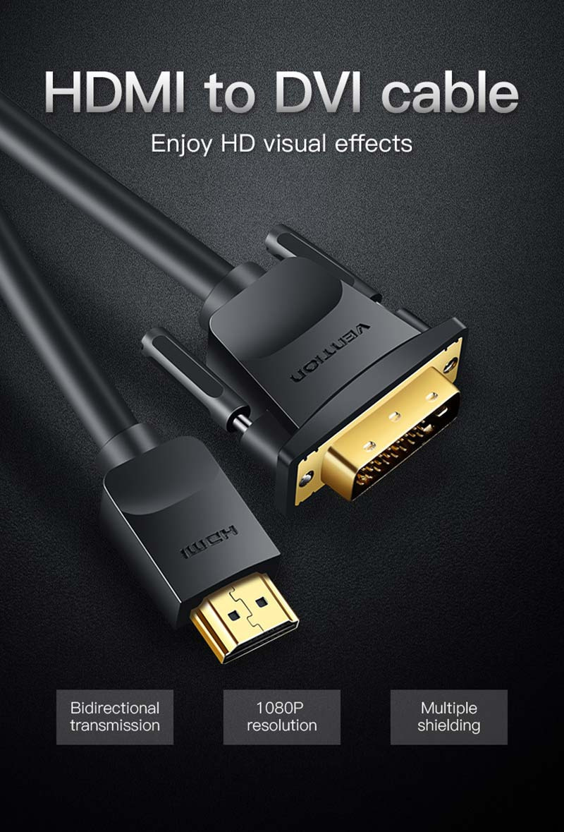 Vention HDMI Male To DVI 24+1 Male 1.5 M.