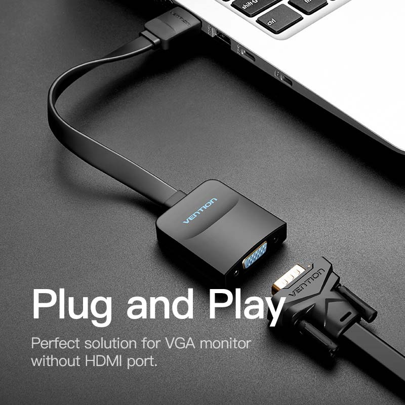 Vention Flat HDMI To VGA Converter With Female Micro USB And Audio Port