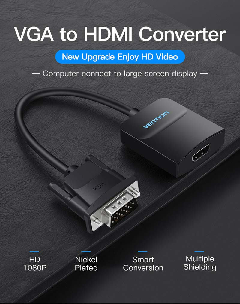 Vention VGA To HDMI Converter With Female Micro USB And Audio Port