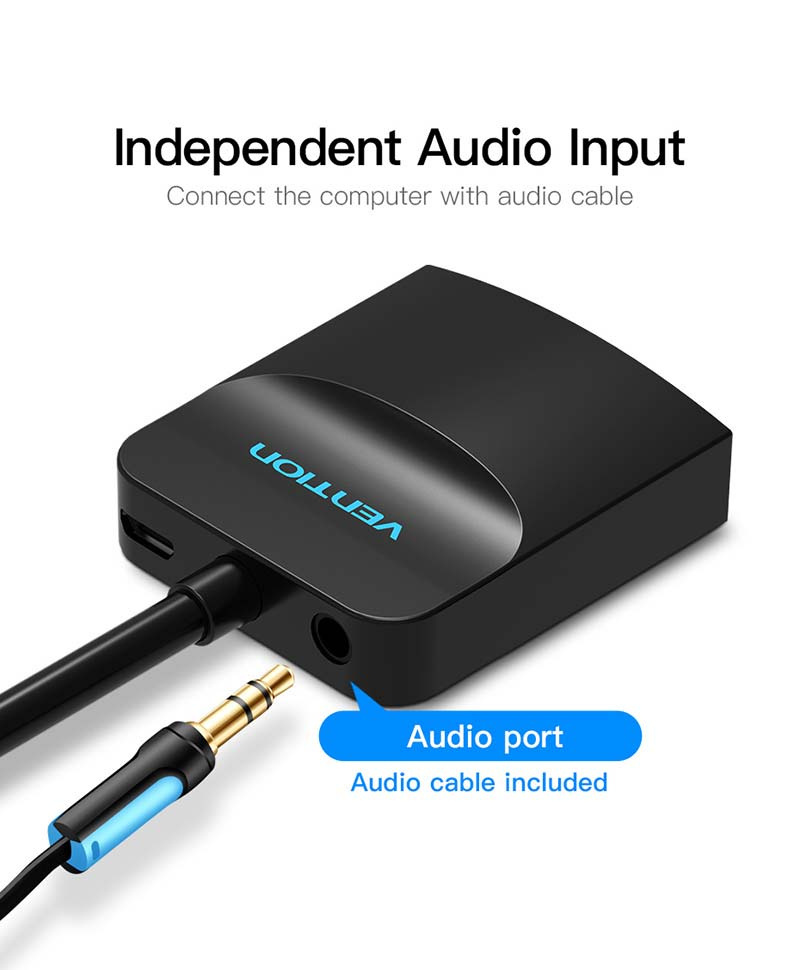 Vention VGA To HDMI Converter With Female Micro USB And Audio Port