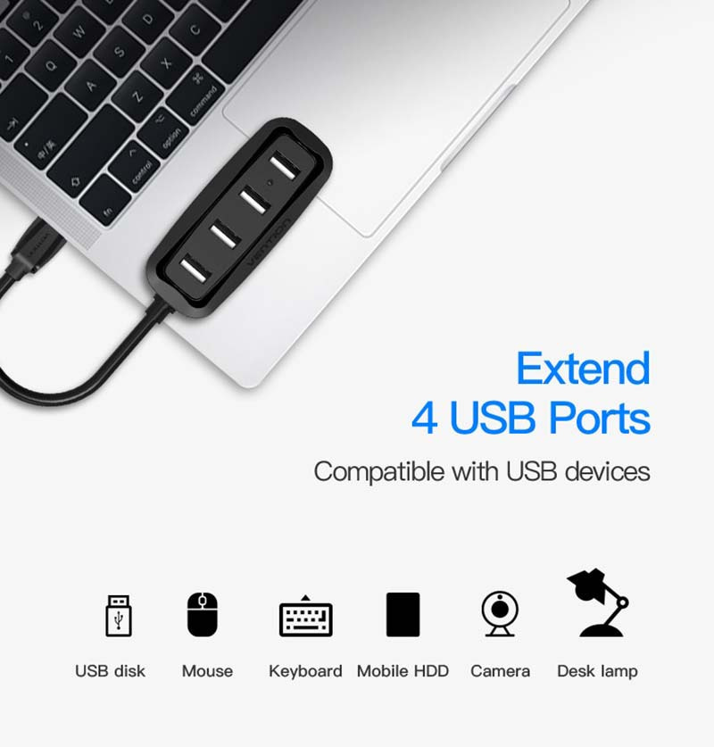 Vention 4 Ports USB 2.0 Hub 0.5 M.